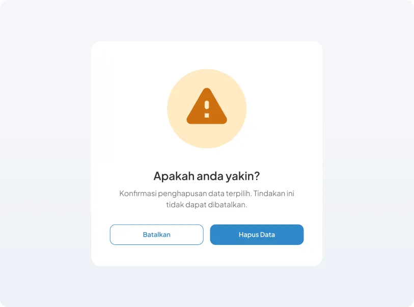 Step 2: Delete data confirmation modal